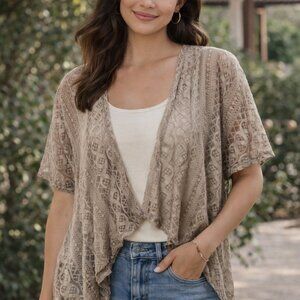 Fig & Olive Lace Kimono Cardigan | Anthropologie | Boho Layering Piece